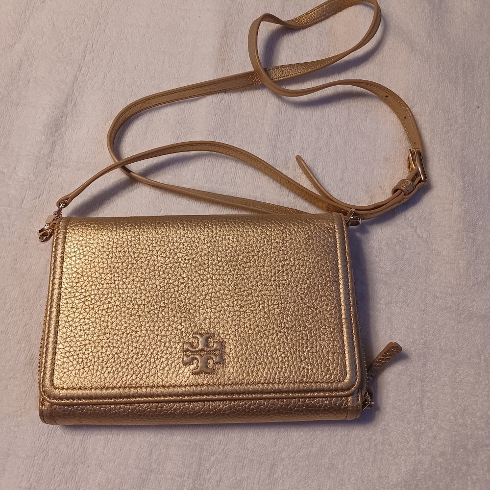 Tory Burch Gold Leather Crossbody Bag